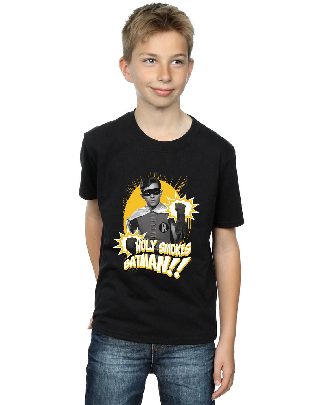 Black - Back - DC Comics Boys Batman TV Series Robin Holy Smokes T-Shirt