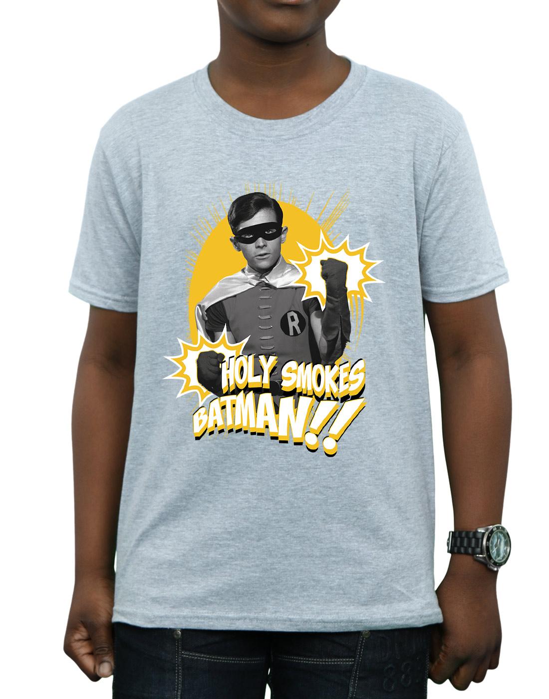 Sports Grey - Side - DC Comics Boys Batman TV Series Robin Holy Smokes T-Shirt