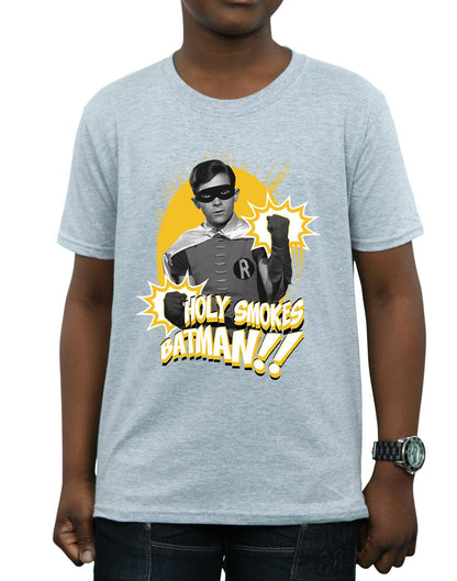 Sports Grey - Side - DC Comics Boys Batman TV Series Robin Holy Smokes T-Shirt