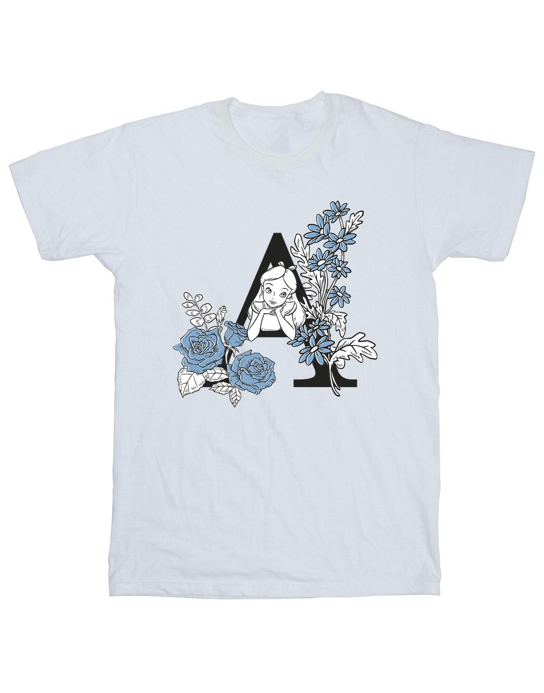 White - Front - Disney Mens Alice In Wonderland Letter A T-Shirt