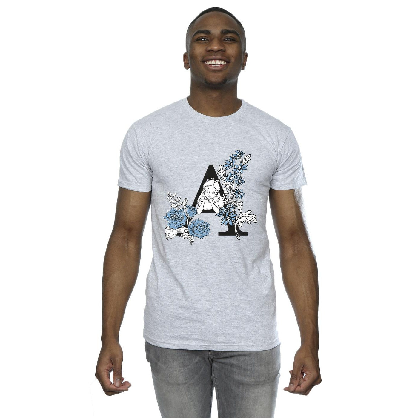 Sports Grey - Back - Disney Mens Alice In Wonderland Letter A T-Shirt