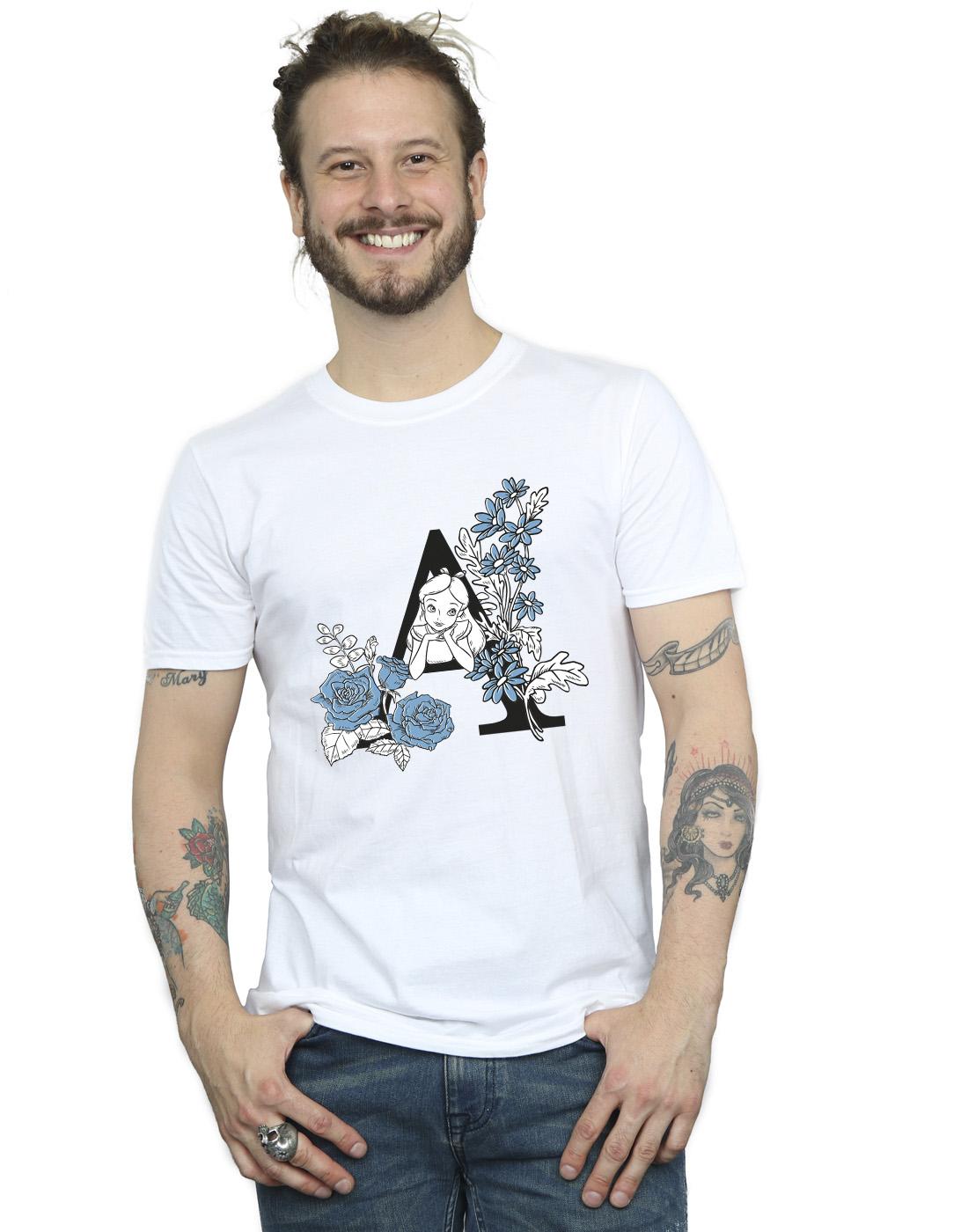 White - Back - Disney Mens Alice In Wonderland Letter A T-Shirt