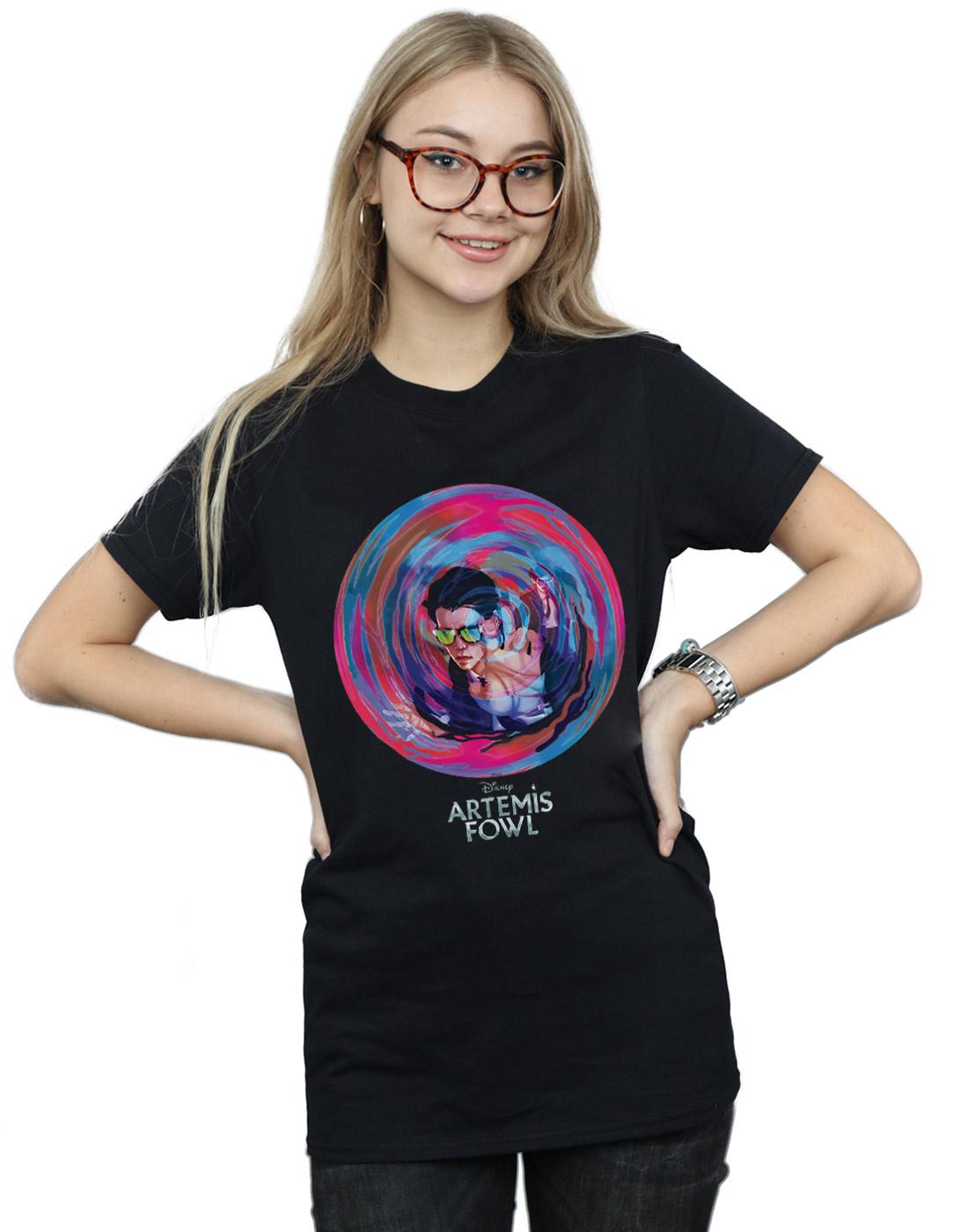 Black - Back - Disney Womens-Ladies Artemis Fowl Portal Cotton Boyfriend T-Shirt