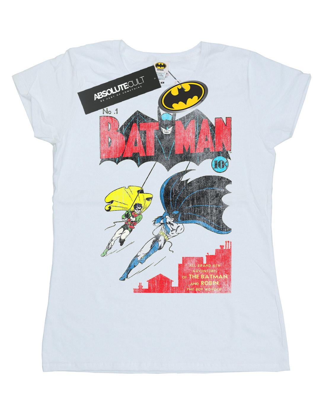 White - Front - DC Comics Womens-Ladies Batman Issue 1 Cover Cotton T-Shirt