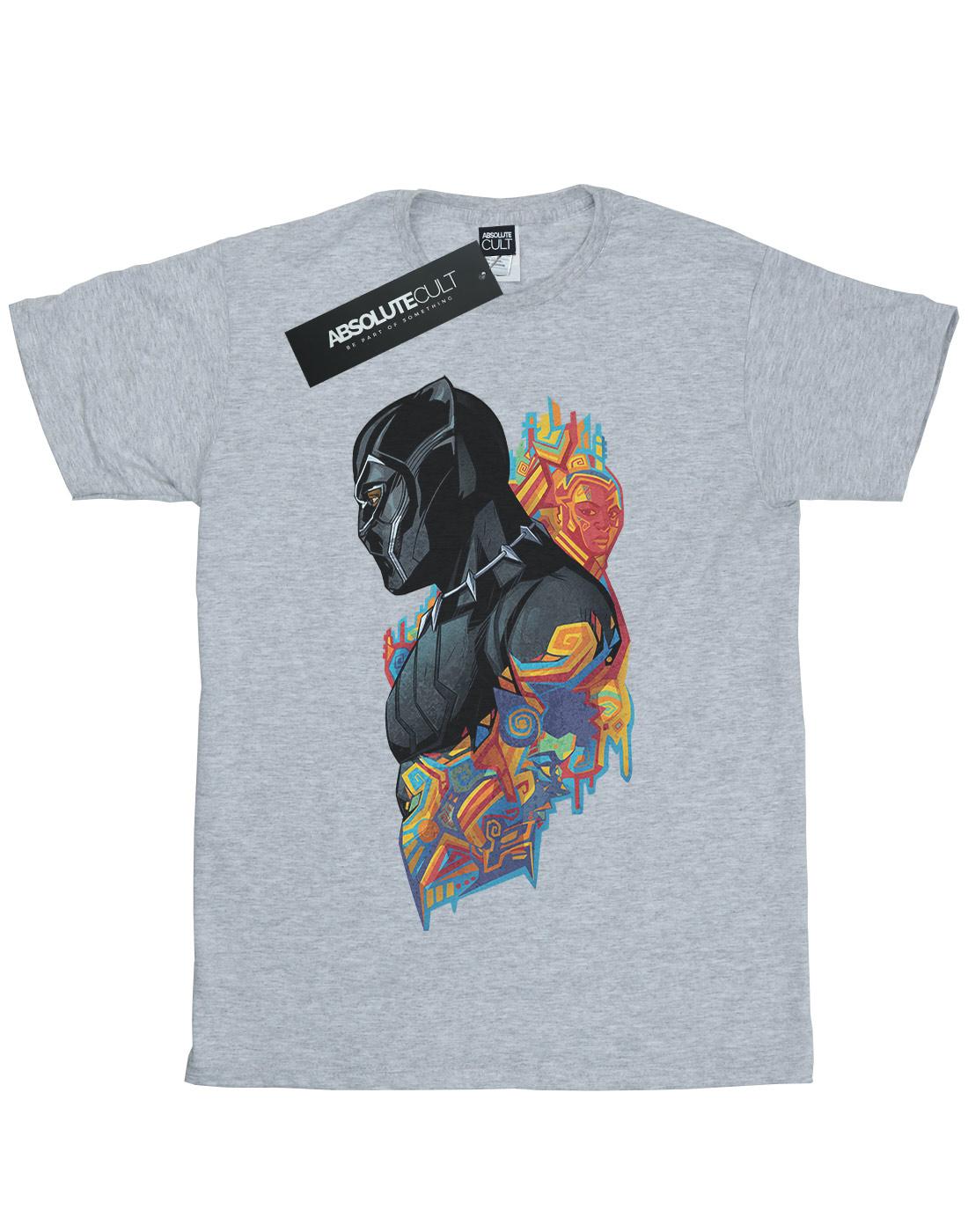 Sports Grey - Front - Marvel Girls Black Panther Profile Cotton T-Shirt