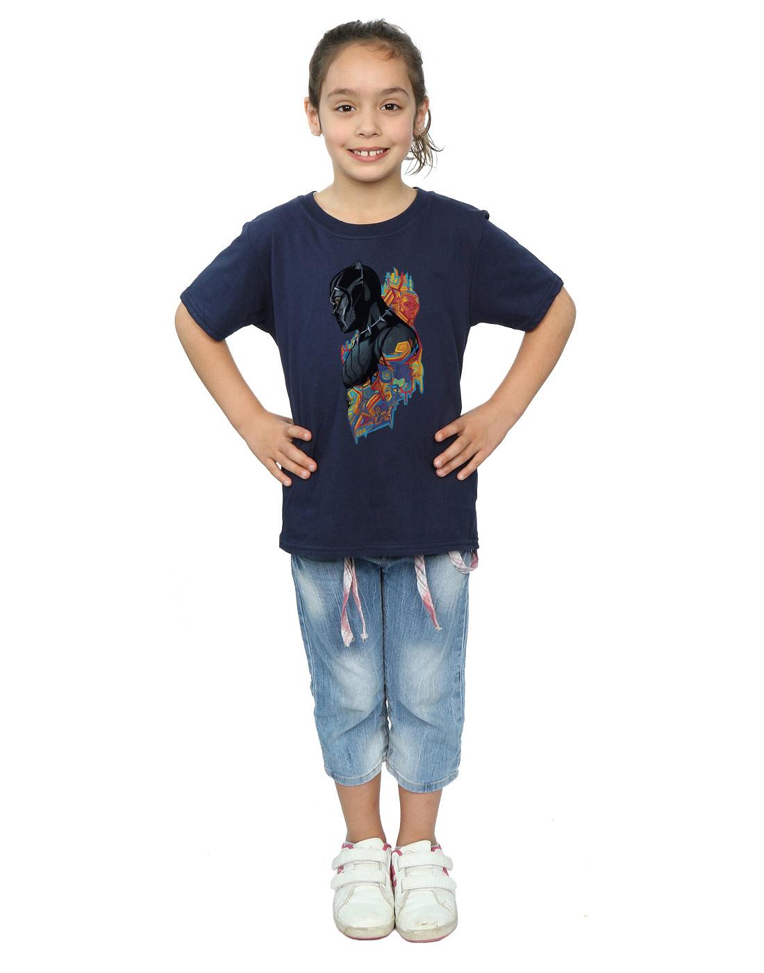Navy Blue - Lifestyle - Marvel Girls Black Panther Profile Cotton T-Shirt