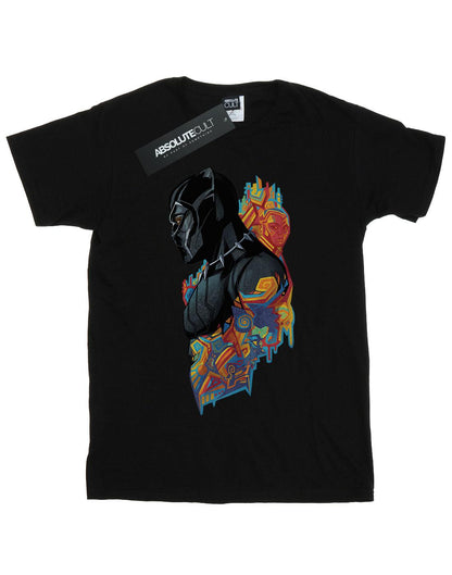 Black - Front - Marvel Girls Black Panther Profile Cotton T-Shirt