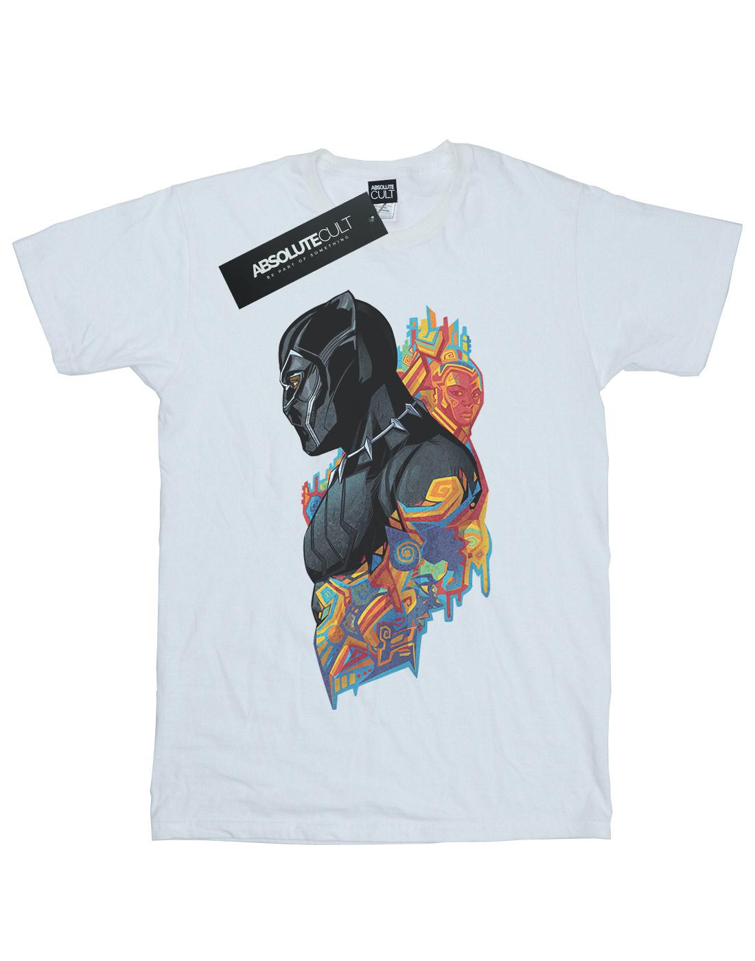 White - Front - Marvel Girls Black Panther Profile Cotton T-Shirt