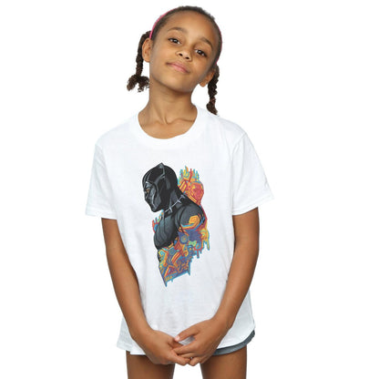 White - Back - Marvel Girls Black Panther Profile Cotton T-Shirt