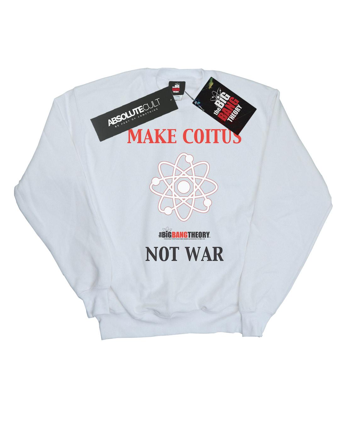 White - Front - The Big Bang Theory Mens Make Coitus Not War Cotton Sweatshirt