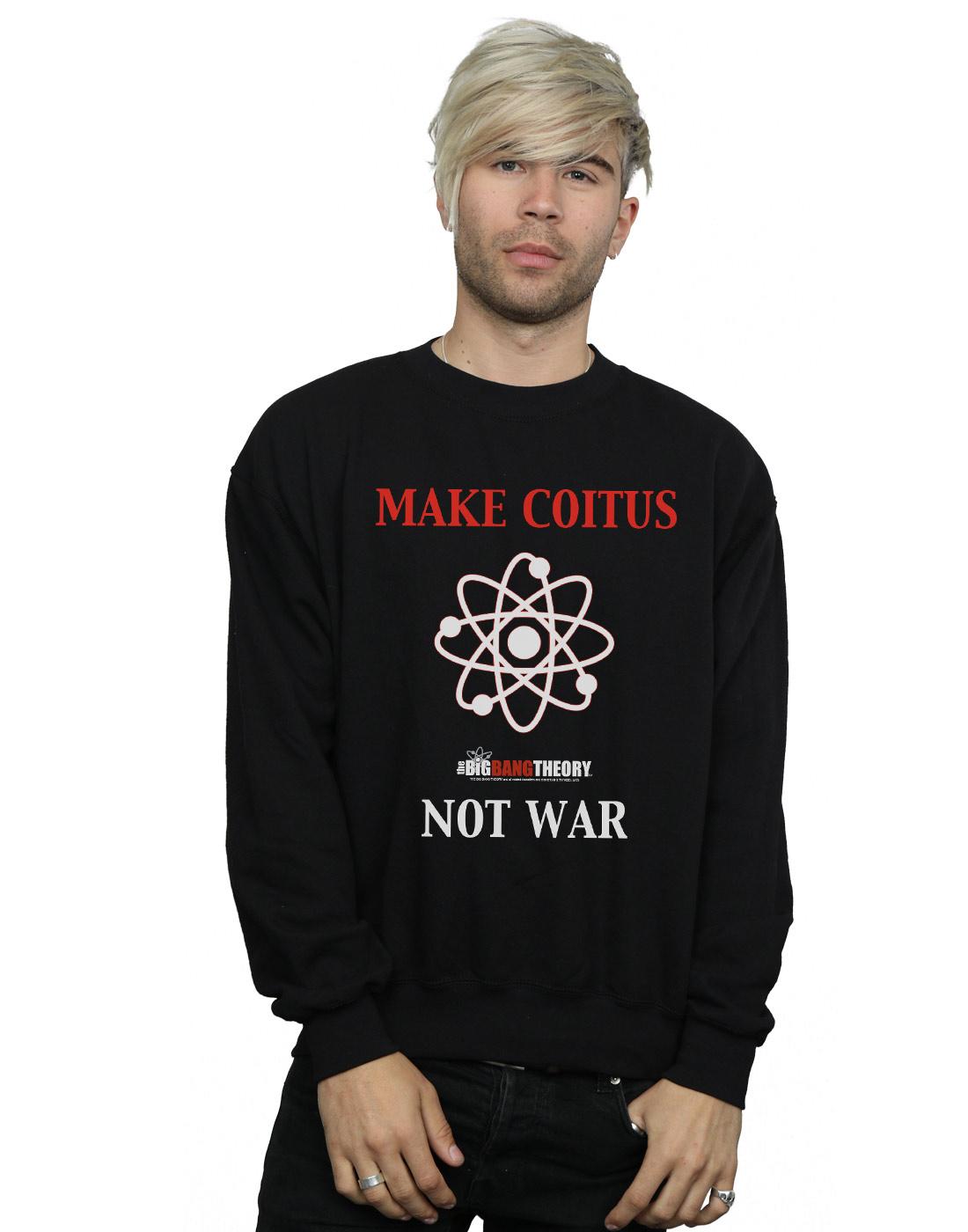Black - Back - The Big Bang Theory Mens Make Coitus Not War Cotton Sweatshirt