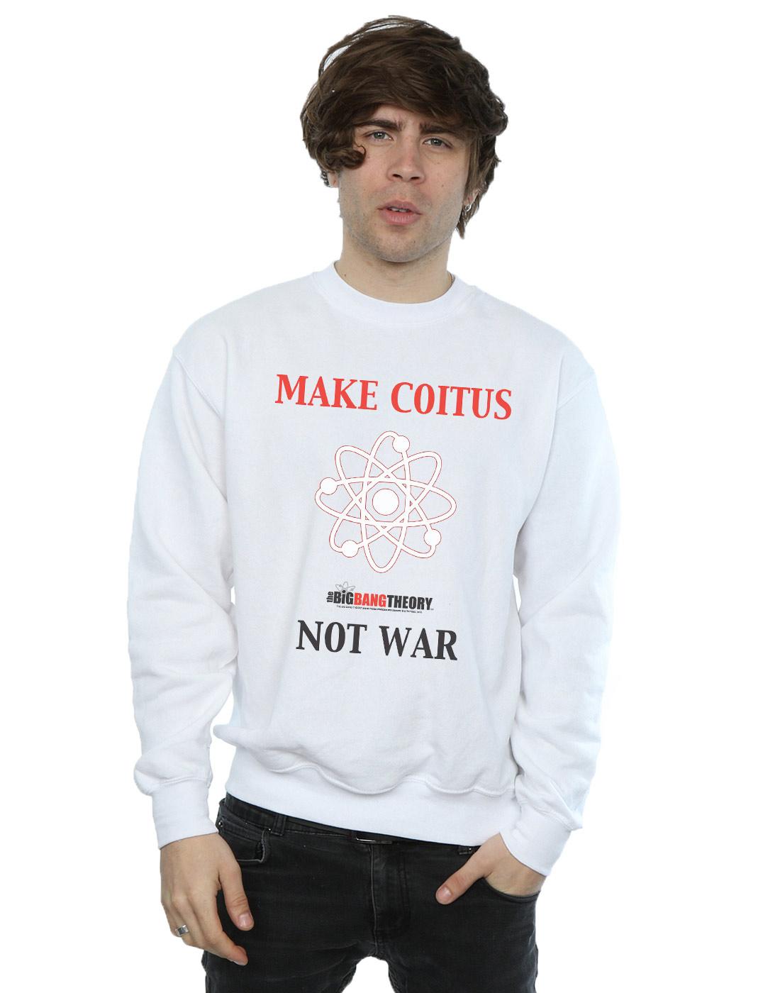 White - Back - The Big Bang Theory Mens Make Coitus Not War Cotton Sweatshirt