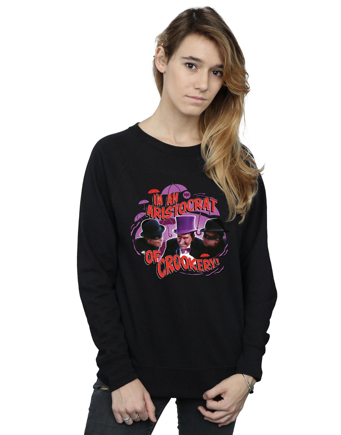 Black - Back - DC Comics Womens-Ladies Batman TV Series The Penguin Aristocrat Sweatshirt