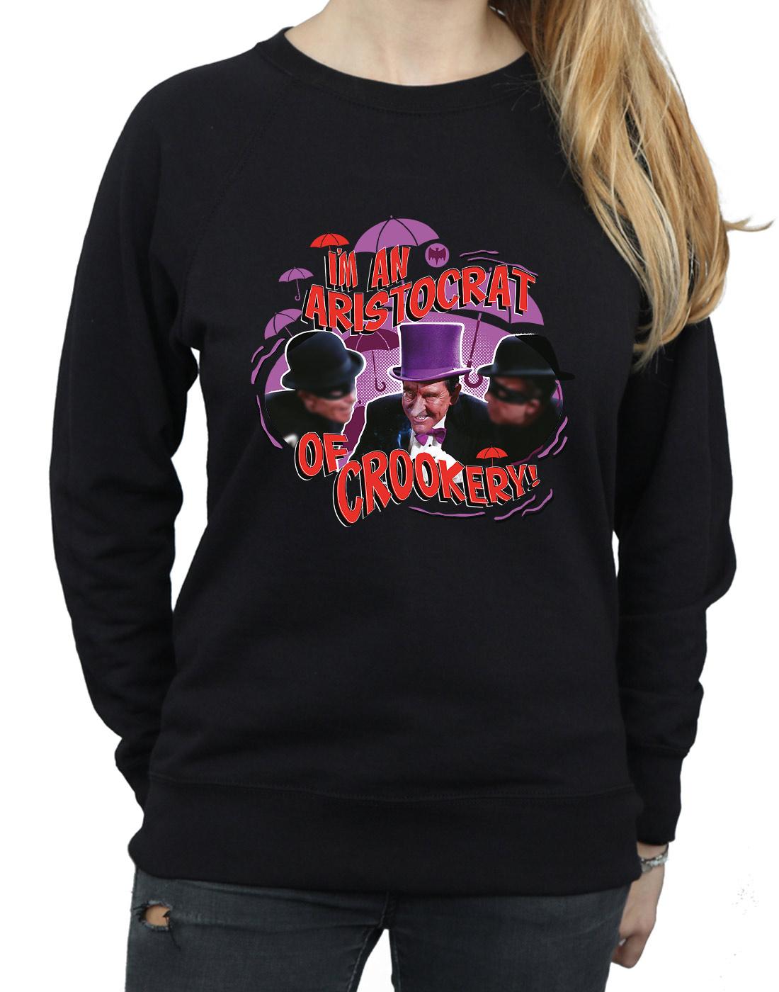 Black - Side - DC Comics Womens-Ladies Batman TV Series The Penguin Aristocrat Sweatshirt