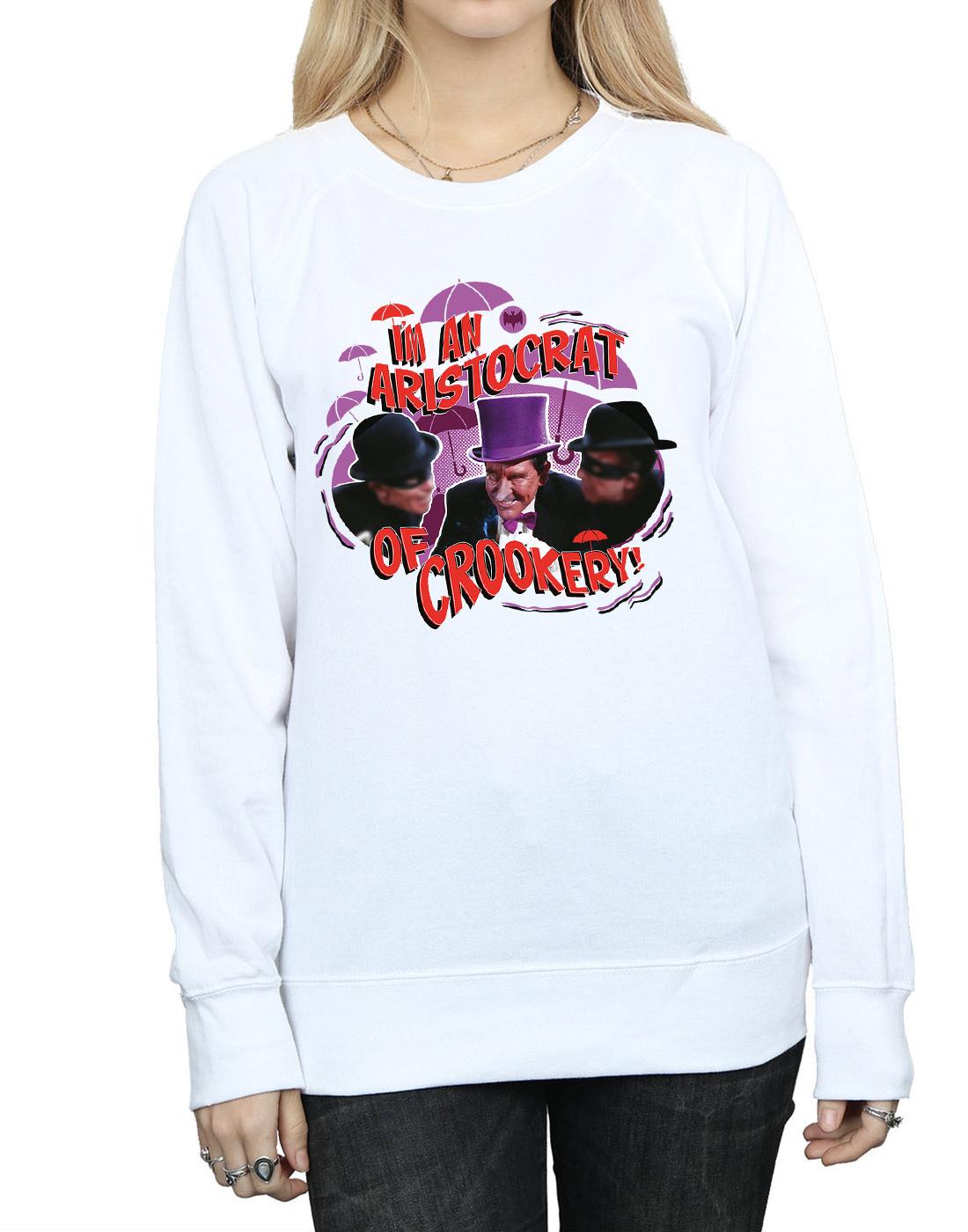 White - Side - DC Comics Womens-Ladies Batman TV Series The Penguin Aristocrat Sweatshirt
