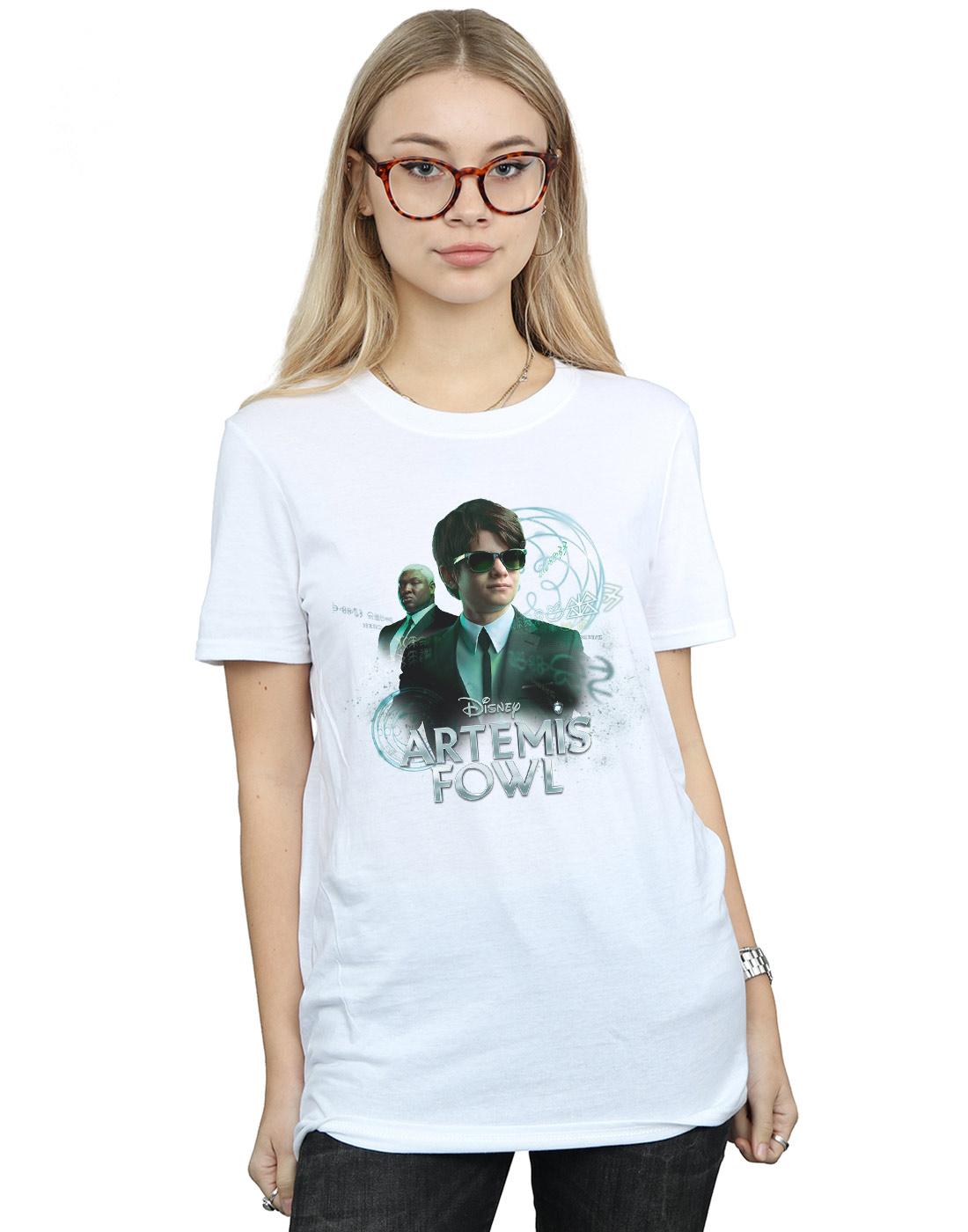 White - Back - Disney Womens-Ladies Artemis Fowl Butler Poster Cotton Boyfriend T-Shirt