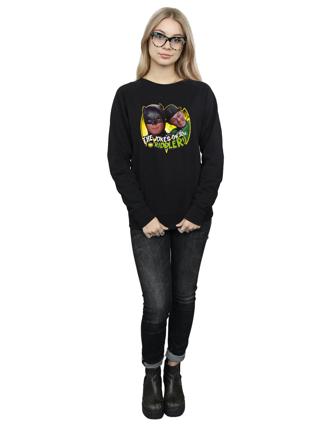 Black - Lifestyle - DC Comics Womens-Ladies Batman TV Series The Riddler Joke Sweatshirt