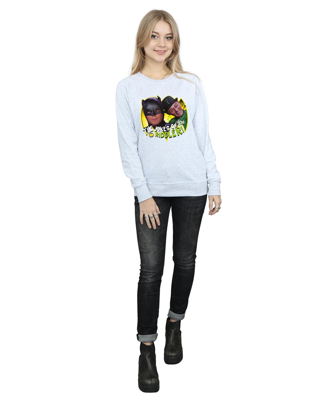 Heather Grey - Lifestyle - DC Comics Womens-Ladies Batman TV Series The Riddler Joke Sweatshirt