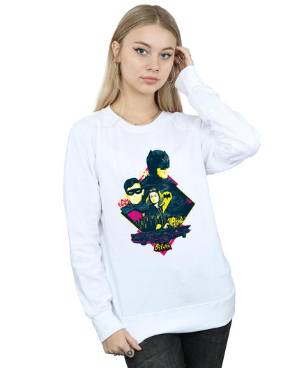 White - Back - DC Comics Womens-Ladies Batman TV Series Character Pop Art Sweatshirt