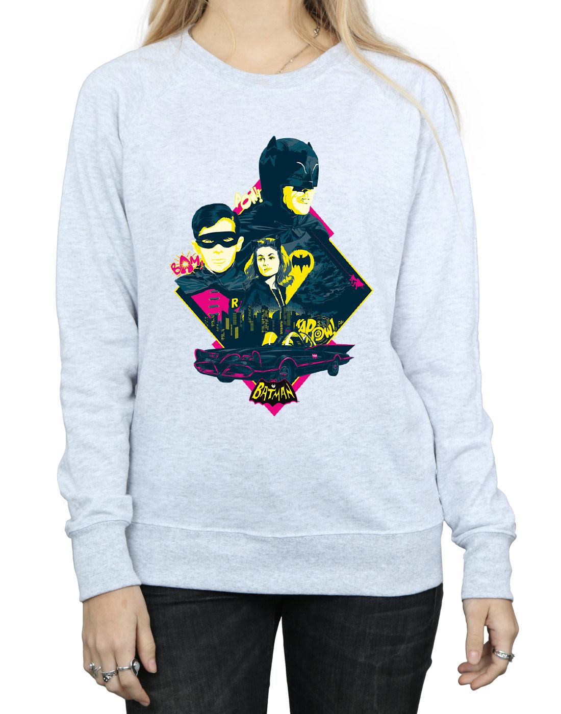 Heather Grey - Side - DC Comics Womens-Ladies Batman TV Series Character Pop Art Sweatshirt