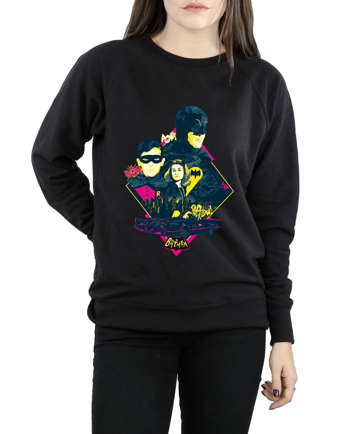 Black - Side - DC Comics Womens-Ladies Batman TV Series Character Pop Art Sweatshirt