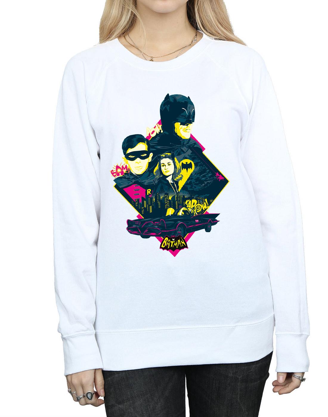 White - Side - DC Comics Womens-Ladies Batman TV Series Character Pop Art Sweatshirt
