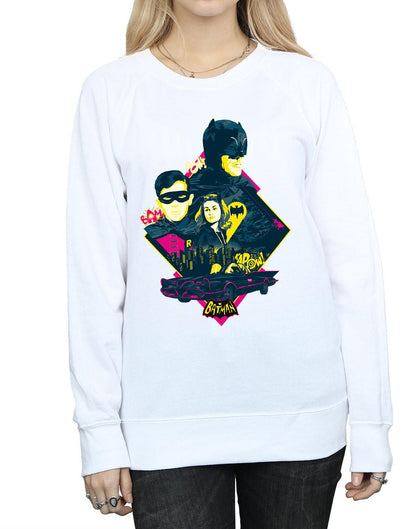 White - Side - DC Comics Womens-Ladies Batman TV Series Character Pop Art Sweatshirt