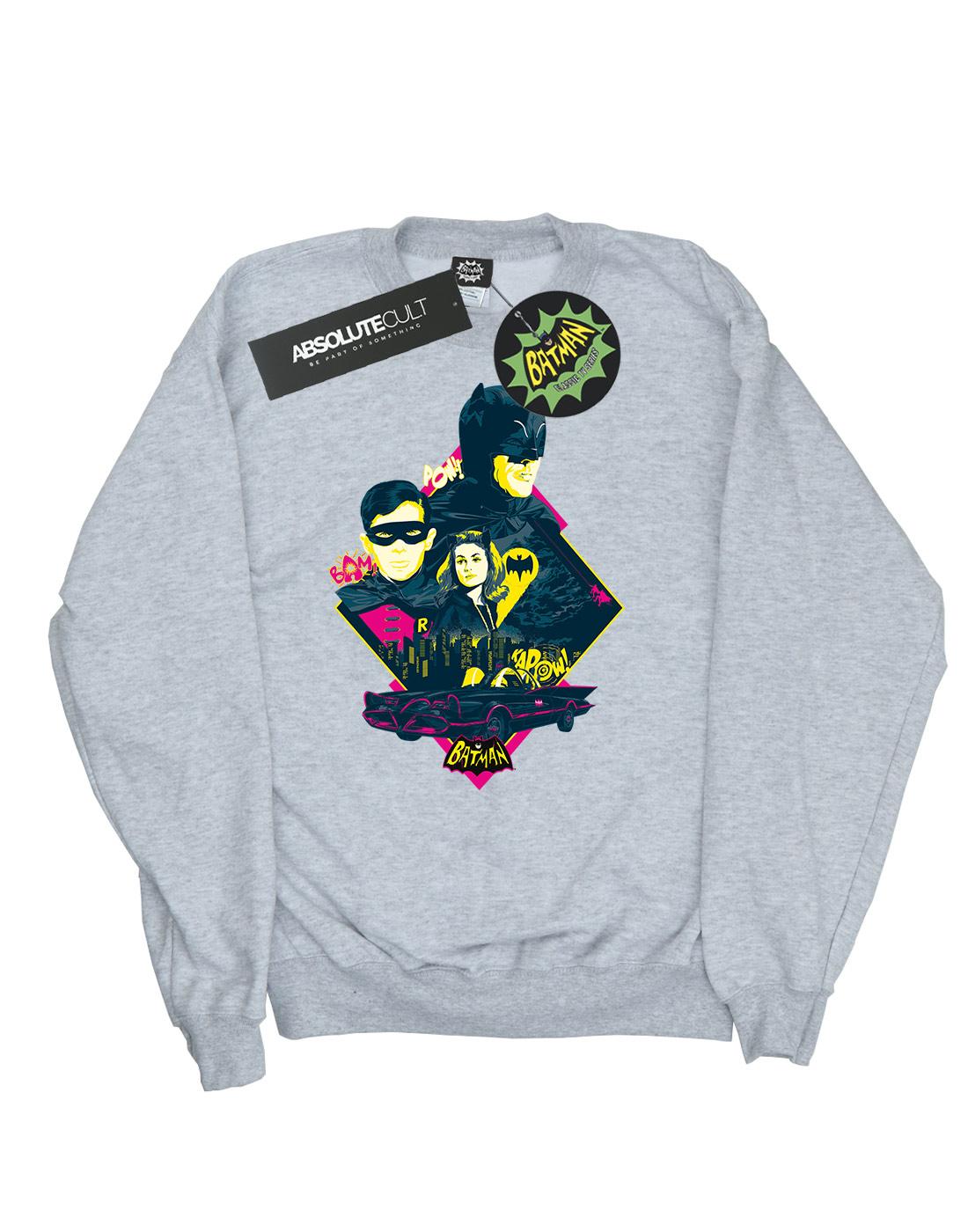 Heather Grey - Front - DC Comics Womens-Ladies Batman TV Series Character Pop Art Sweatshirt