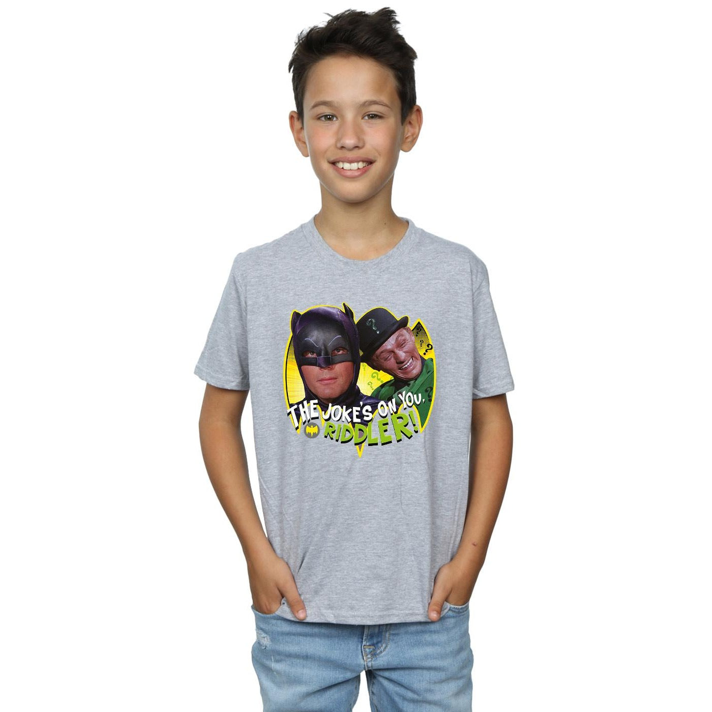 Sports Grey - Back - DC Comics Boys Batman TV Series The Riddler Joke T-Shirt