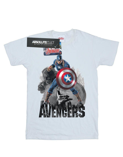 White - Front - Marvel Womens-Ladies Captain America Action Pose Cotton Boyfriend T-Shirt