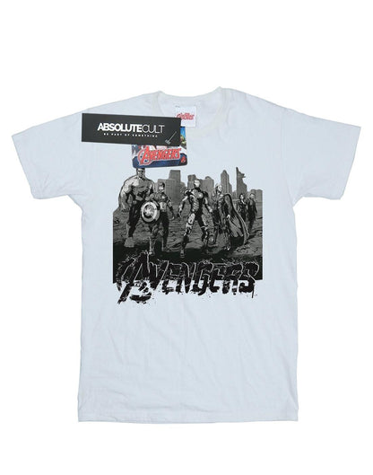 White - Front - Marvel Womens-Ladies Avengers Mono Team Art Cotton Boyfriend T-Shirt