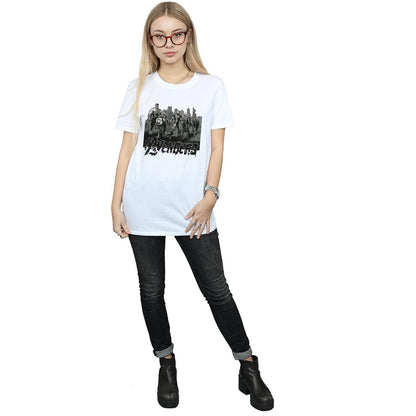 White - Lifestyle - Marvel Womens-Ladies Avengers Mono Team Art Cotton Boyfriend T-Shirt