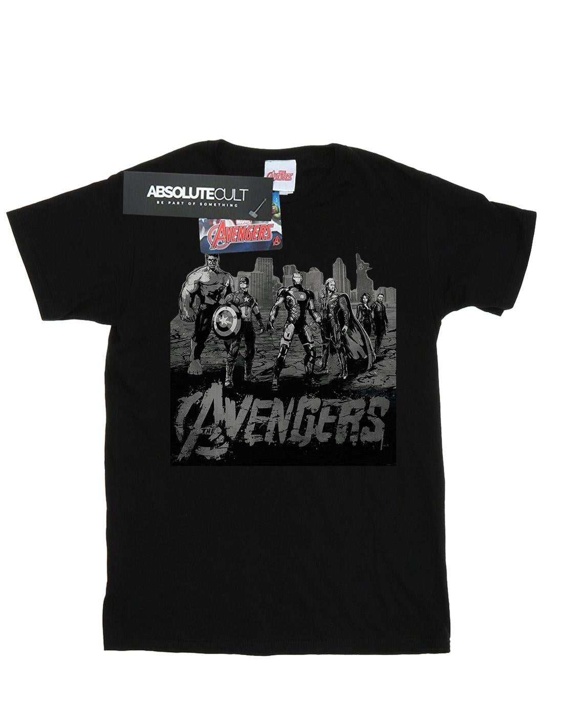 Black - Front - Marvel Womens-Ladies Avengers Mono Team Art Cotton Boyfriend T-Shirt