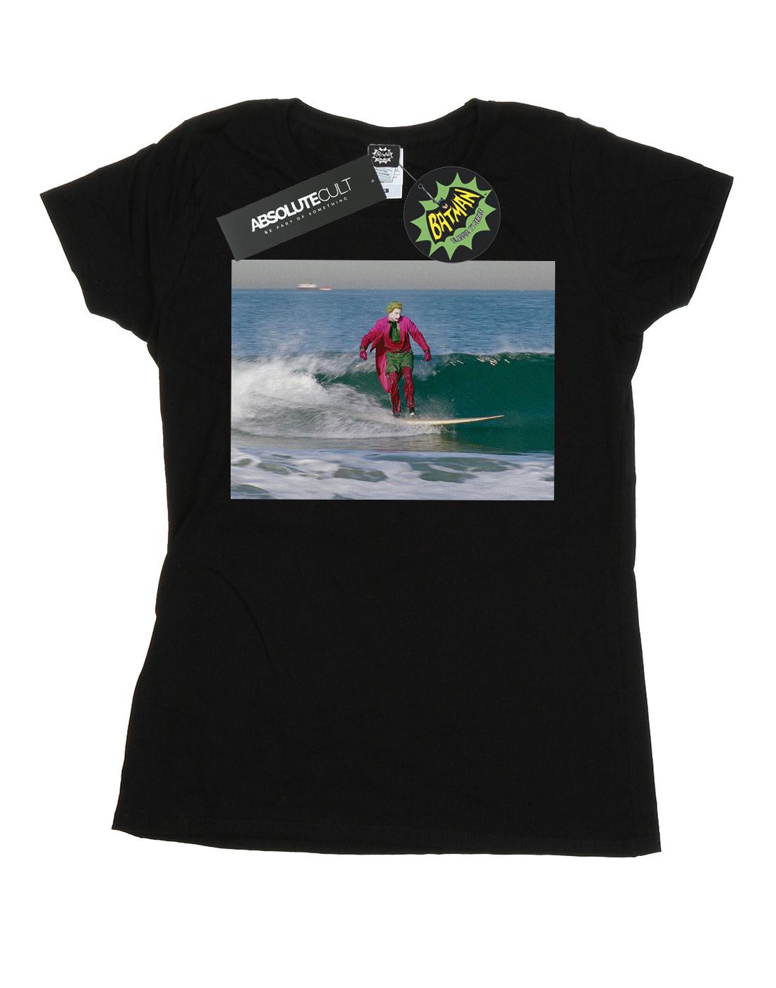 Black - Front - DC Comics Womens-Ladies Batman TV Series Joker Surfing Cotton T-Shirt