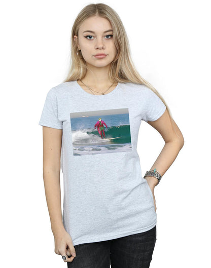 Sports Grey - Back - DC Comics Womens-Ladies Batman TV Series Joker Surfing Cotton T-Shirt