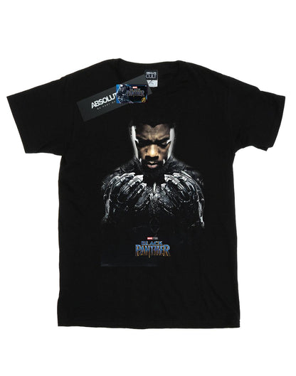 Black - Front - Marvel Girls Black Panther T´Challa Poster Cotton T-Shirt