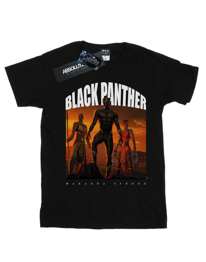 Black - Front - Marvel Girls Black Panther Wakanda Strong Cotton T-Shirt