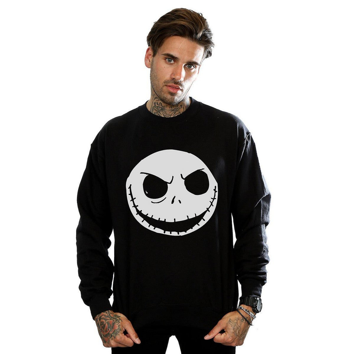 Black - Back - Nightmare Before Christmas Mens Jack Skellington Cotton Sweatshirt