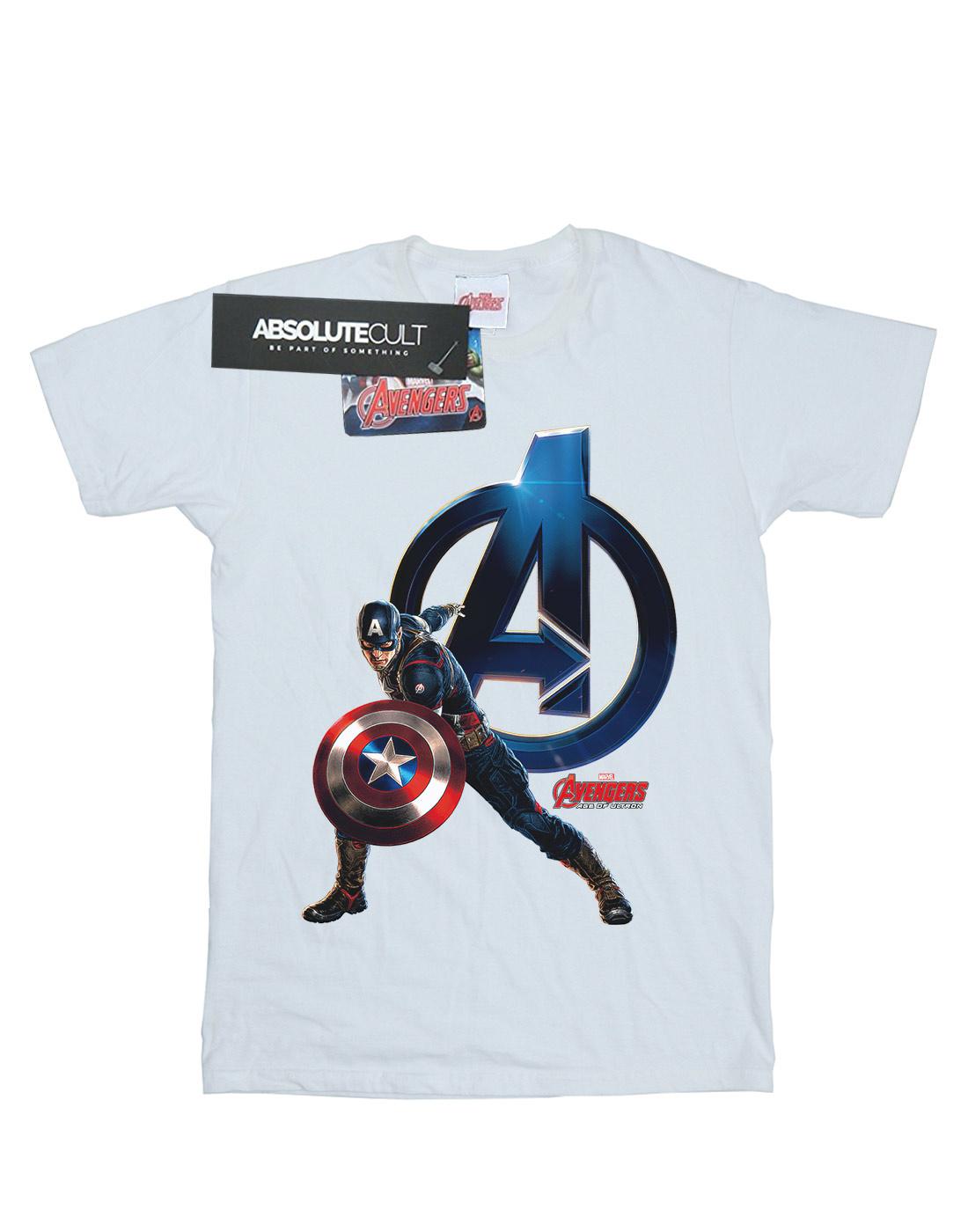 White - Front - Marvel Womens-Ladies Captain America Pose Cotton Boyfriend T-Shirt
