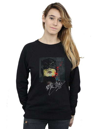 Black - Back - DC Comics Womens-Ladies Batman TV Series Signature Painting Sweatshirt