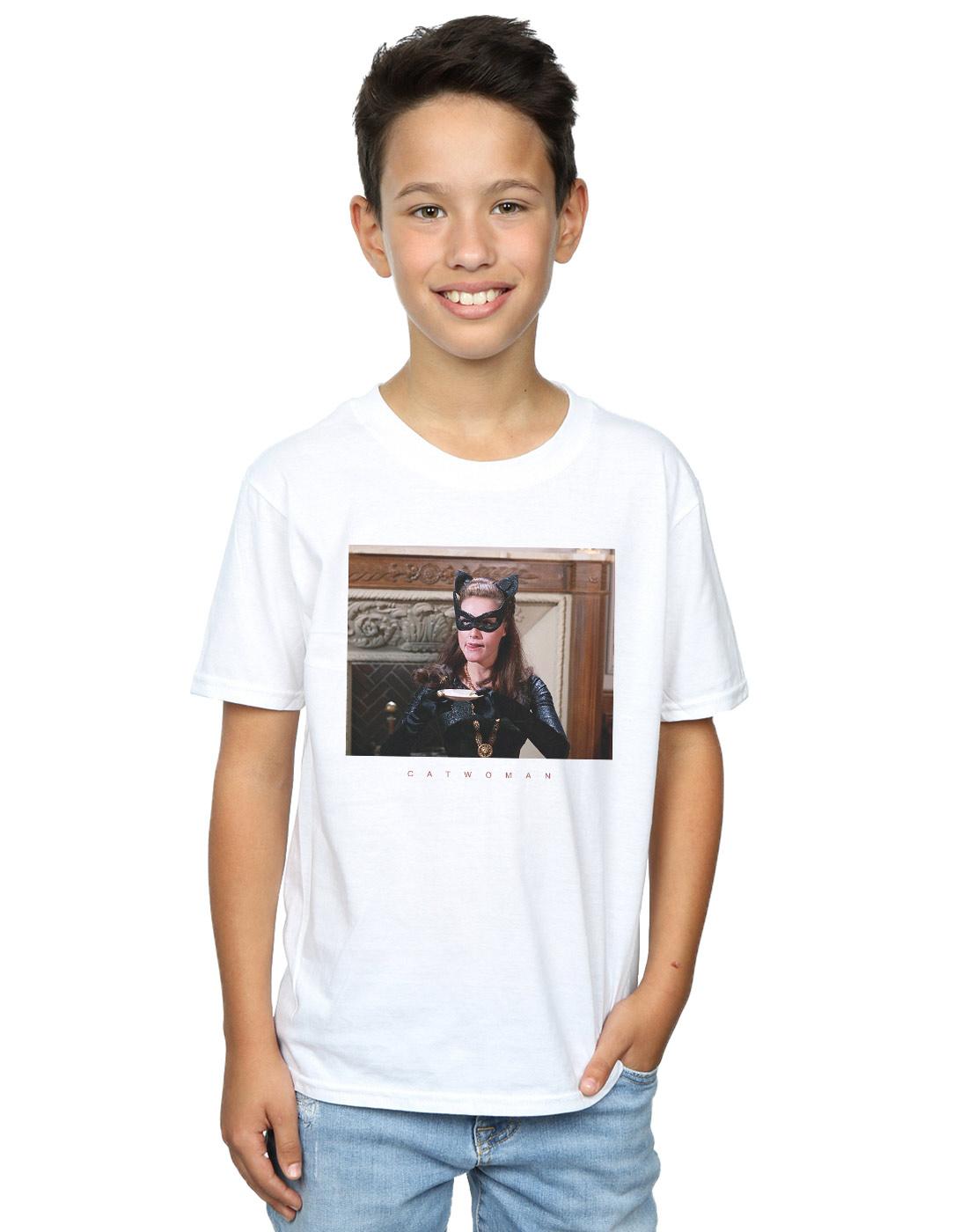 White - Back - DC Comics Boys Batman TV Series Catwoman Photo T-Shirt