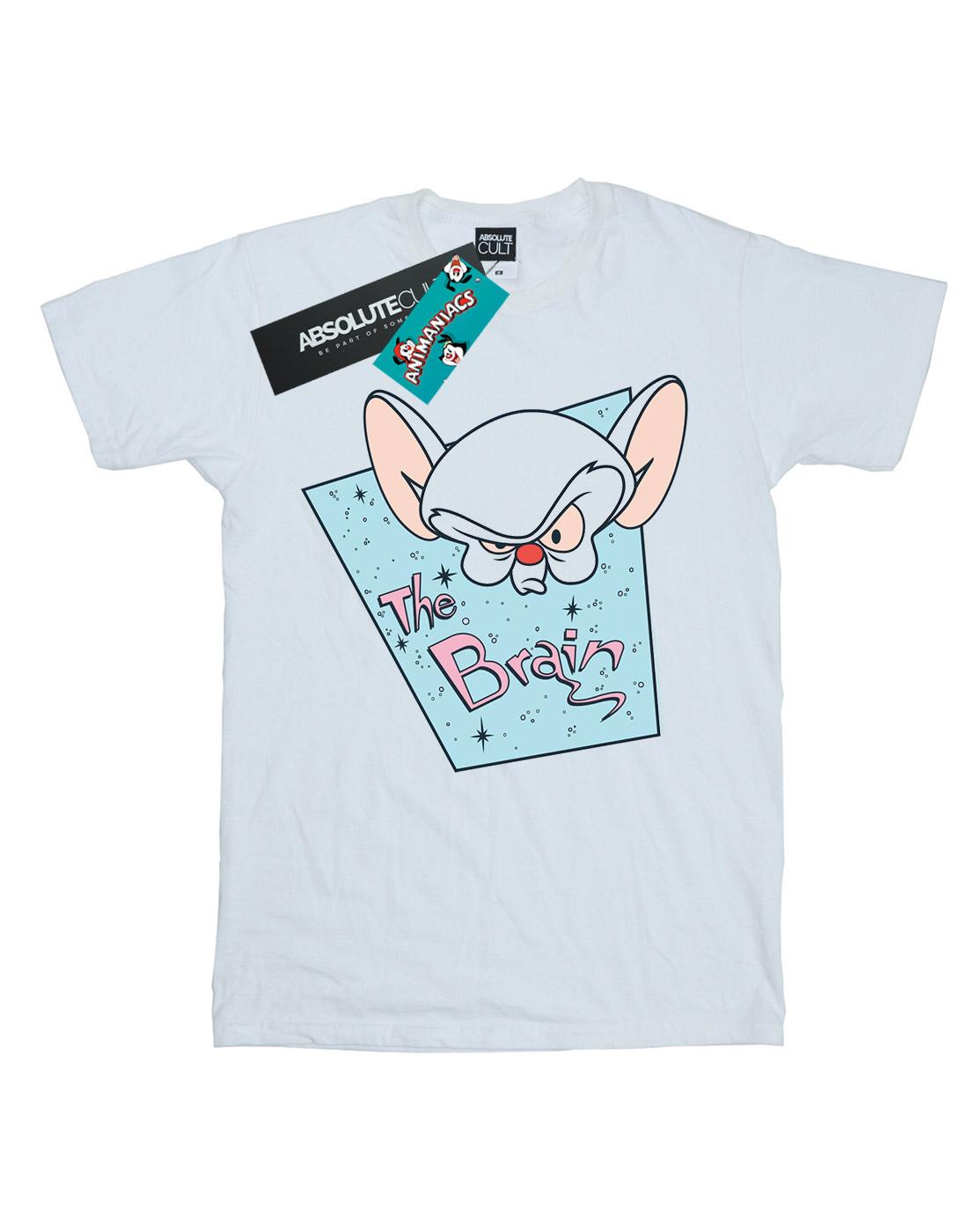White - Front - Animaniacs Mens The Brain Mugshot T-Shirt