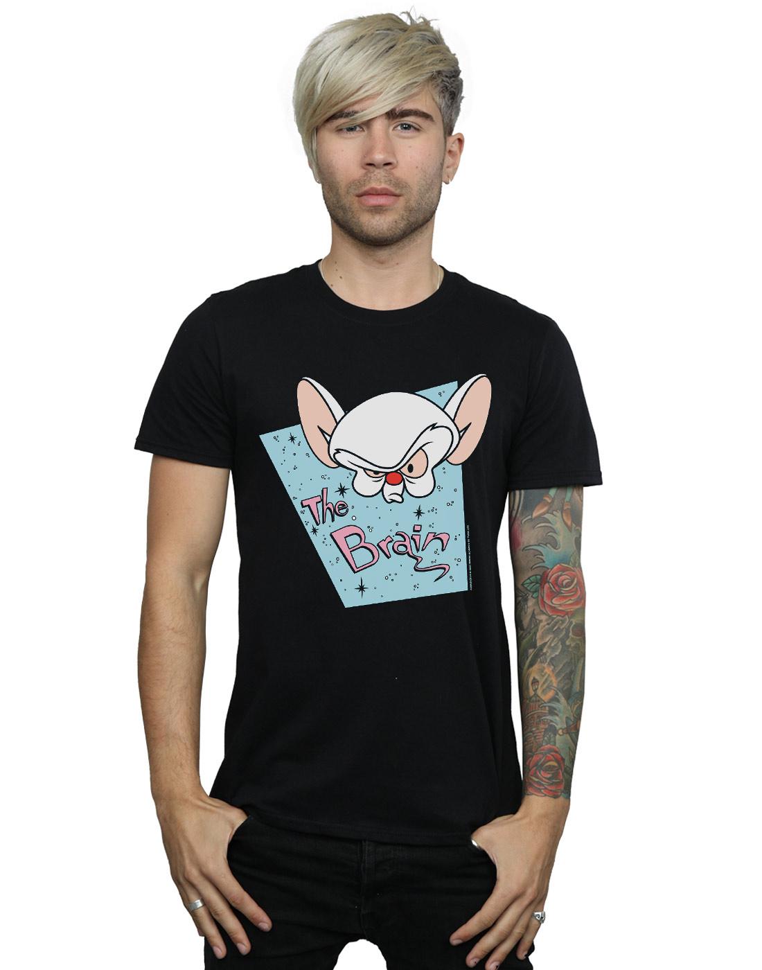 Black - Back - Animaniacs Mens The Brain Mugshot T-Shirt