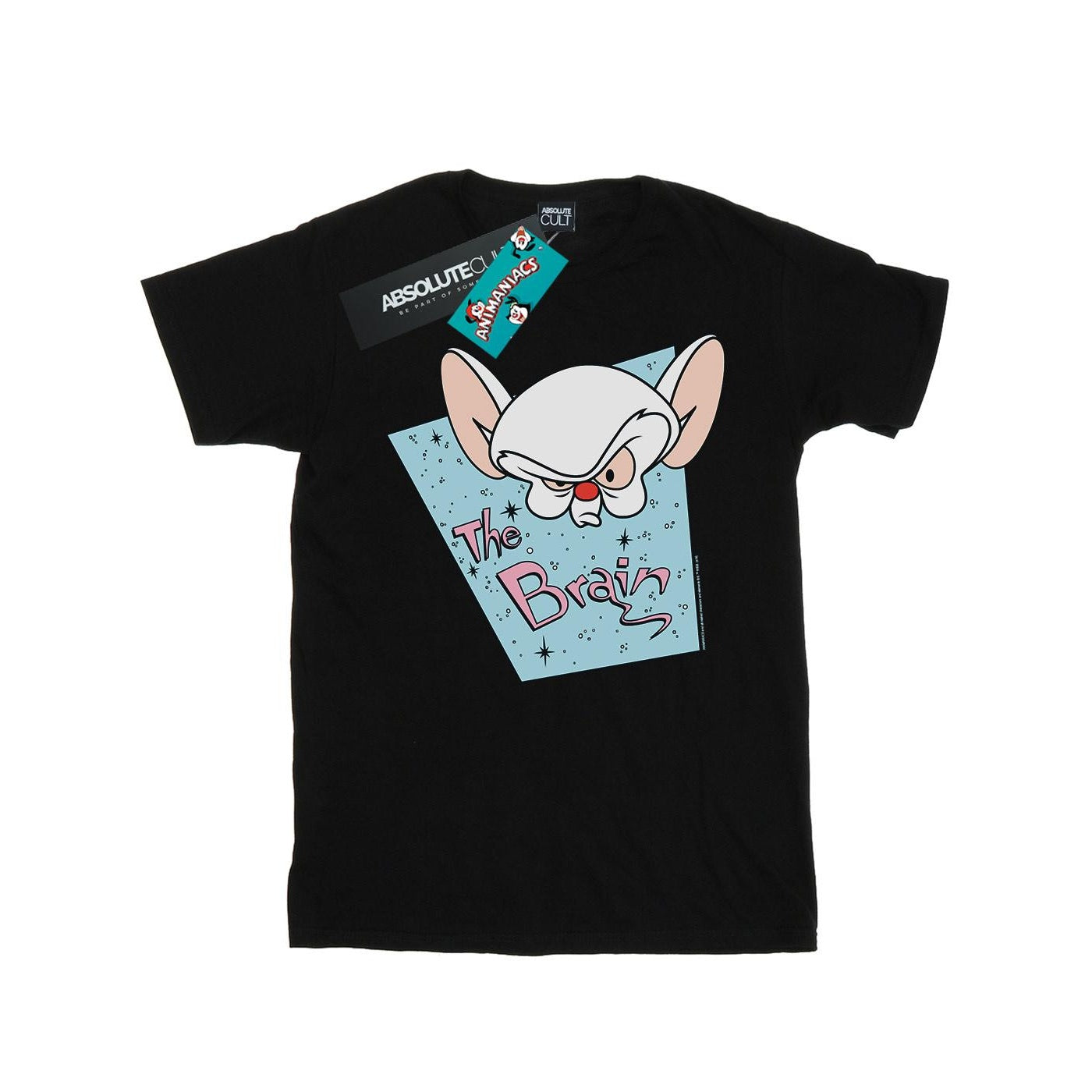 Black - Front - Animaniacs Mens The Brain Mugshot T-Shirt