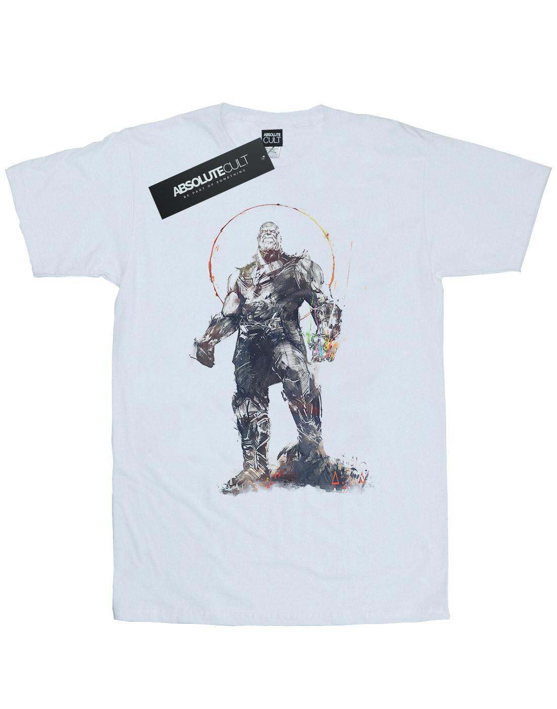 White - Front - Marvel Womens-Ladies Avengers Infinity War Thanos Sketch Cotton Boyfriend T-Shirt