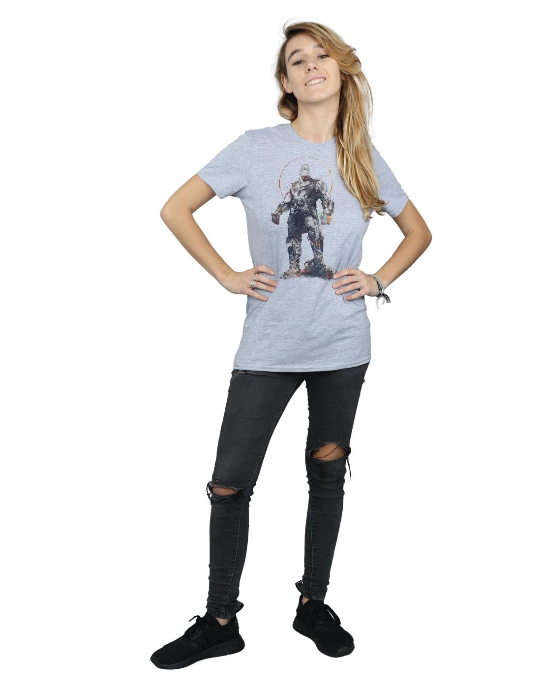 Sports Grey - Lifestyle - Marvel Womens-Ladies Avengers Infinity War Thanos Sketch Cotton Boyfriend T-Shirt