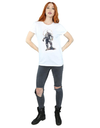 White - Lifestyle - Marvel Womens-Ladies Avengers Infinity War Thanos Sketch Cotton Boyfriend T-Shirt