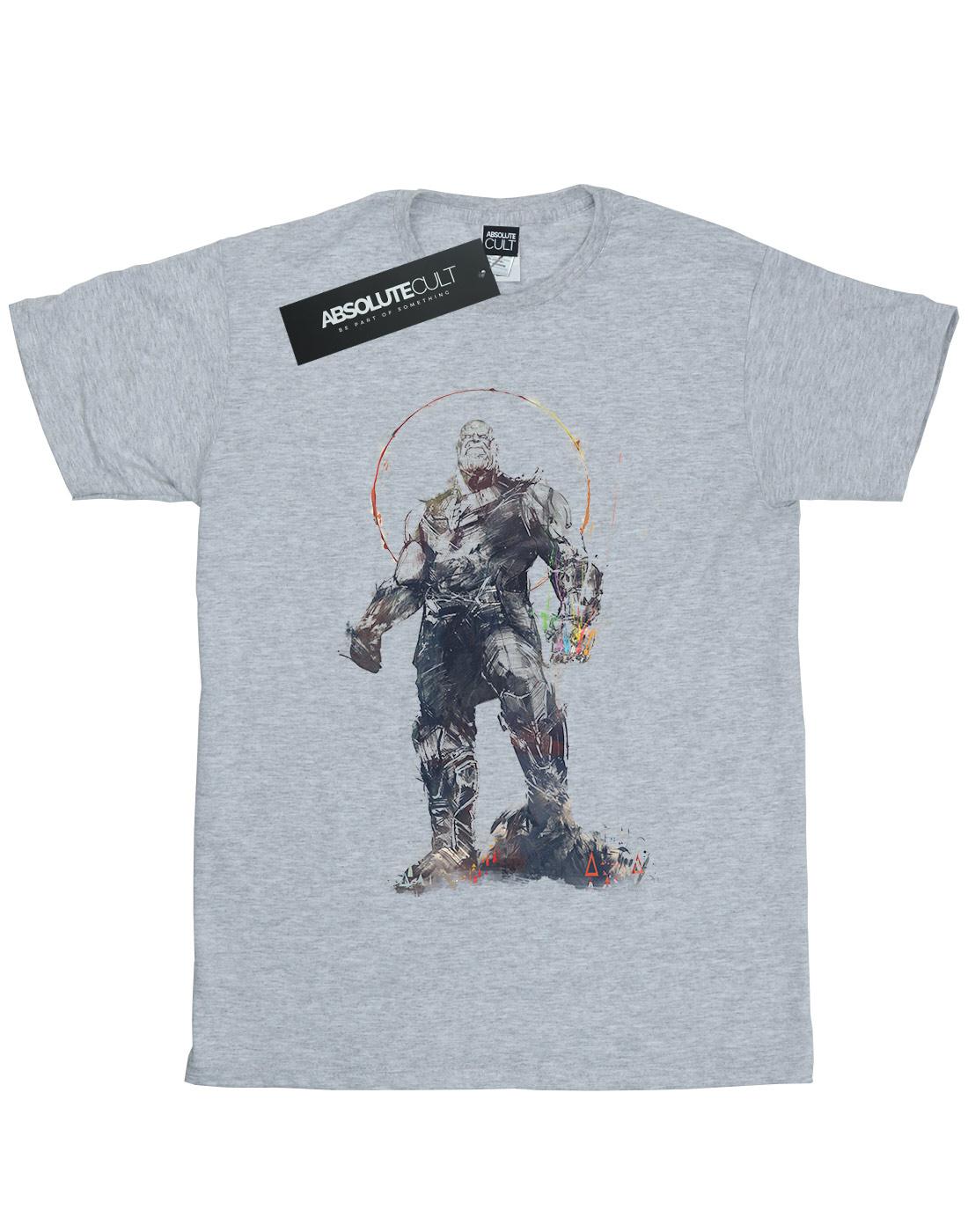 Sports Grey - Front - Marvel Womens-Ladies Avengers Infinity War Thanos Sketch Cotton Boyfriend T-Shirt