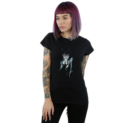 Black - Back - DC Comics Womens-Ladies Batman Alex Ross Catwoman Cotton T-Shirt