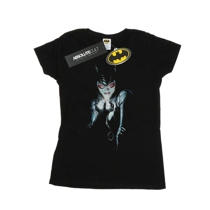 Black - Front - DC Comics Womens-Ladies Batman Alex Ross Catwoman Cotton T-Shirt